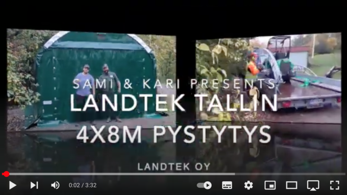 Pienen Landtek hallin pystytys käy helposti