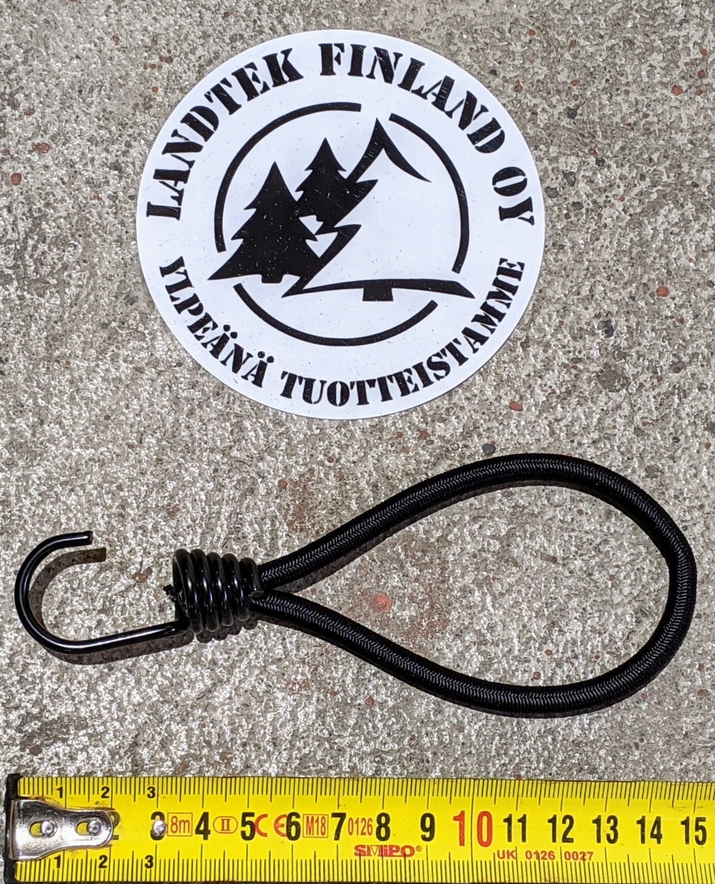 Pressun kiinnityslenkki metallikoukulla, musta 18cm - Landtek